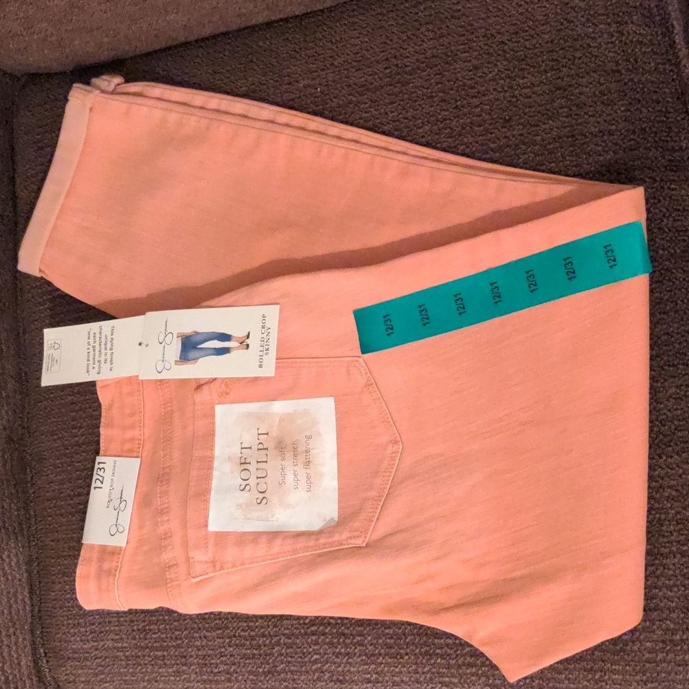NWT Jessica Simpson Rolled Crop Skinny Jeans in Canyon Pink, Size 12/31